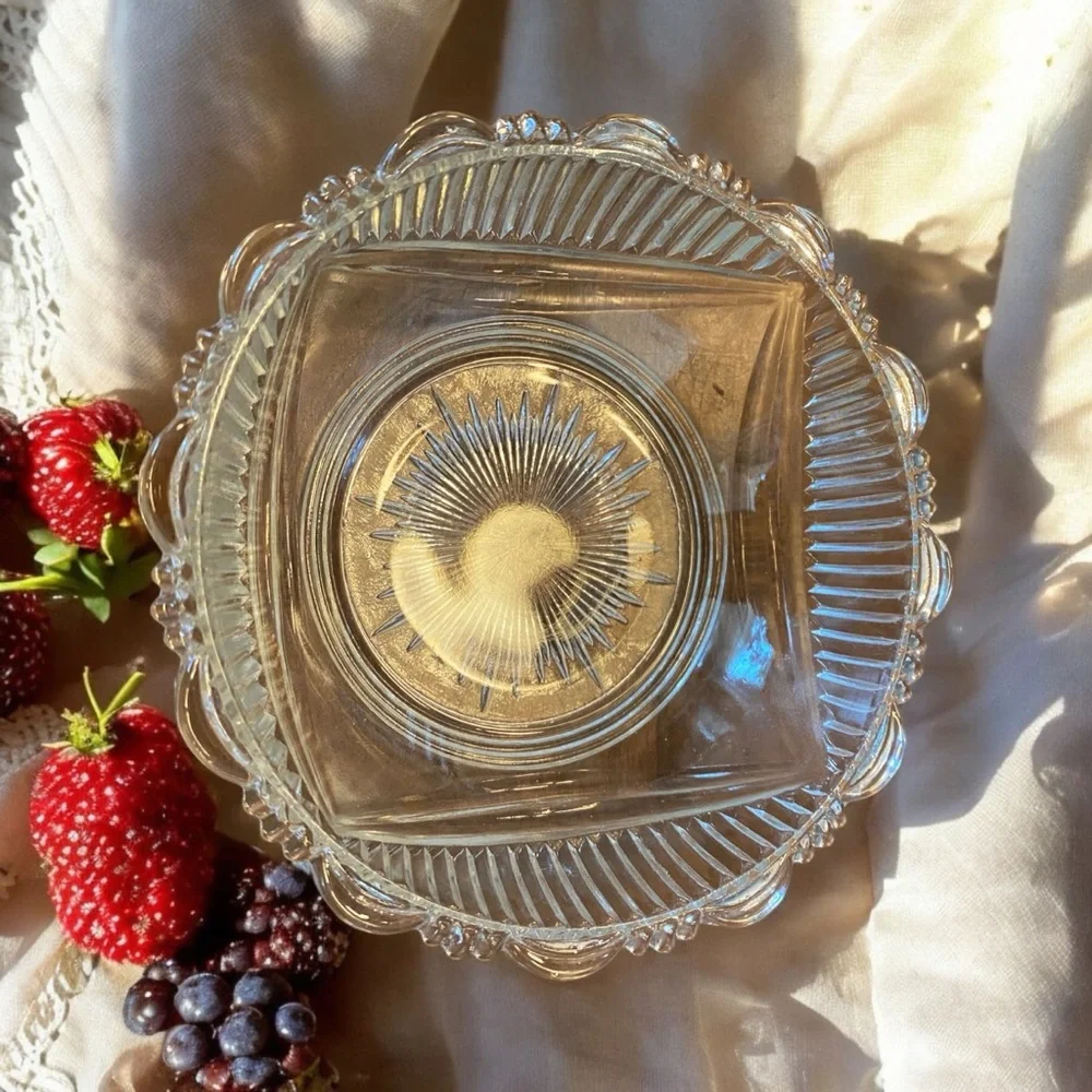 Antique DC Jenkins Glass Berry Bowls Set of 5 Rib Over Drape Scalloped